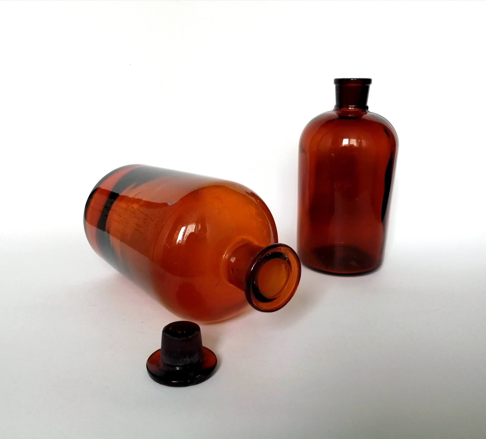 Set of two 05L/075L antique medicine bottle. Old brown glass Etsy