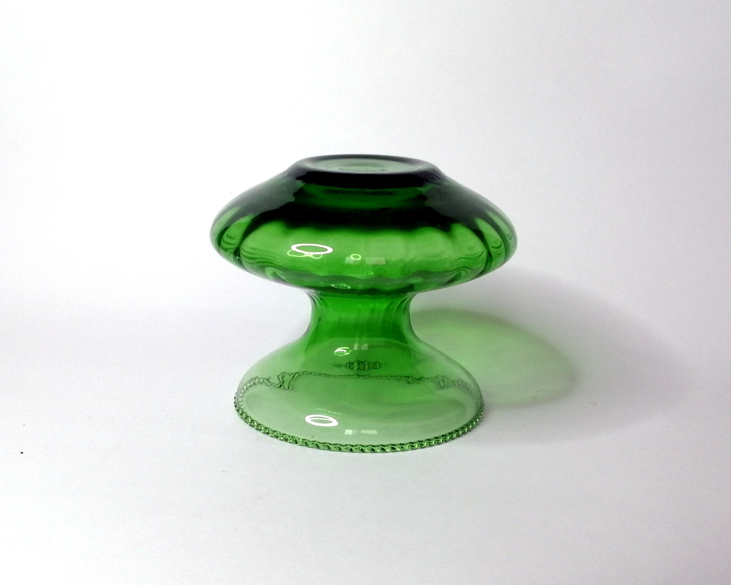 Vintage emerald green vase. Hand blown glass vase. Small mid Etsy