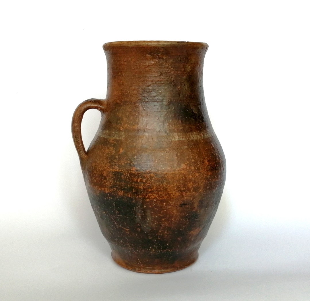 Tall Black Terracotta Ceramic Vase. Wabi Sabi Pottery Clay Vessel