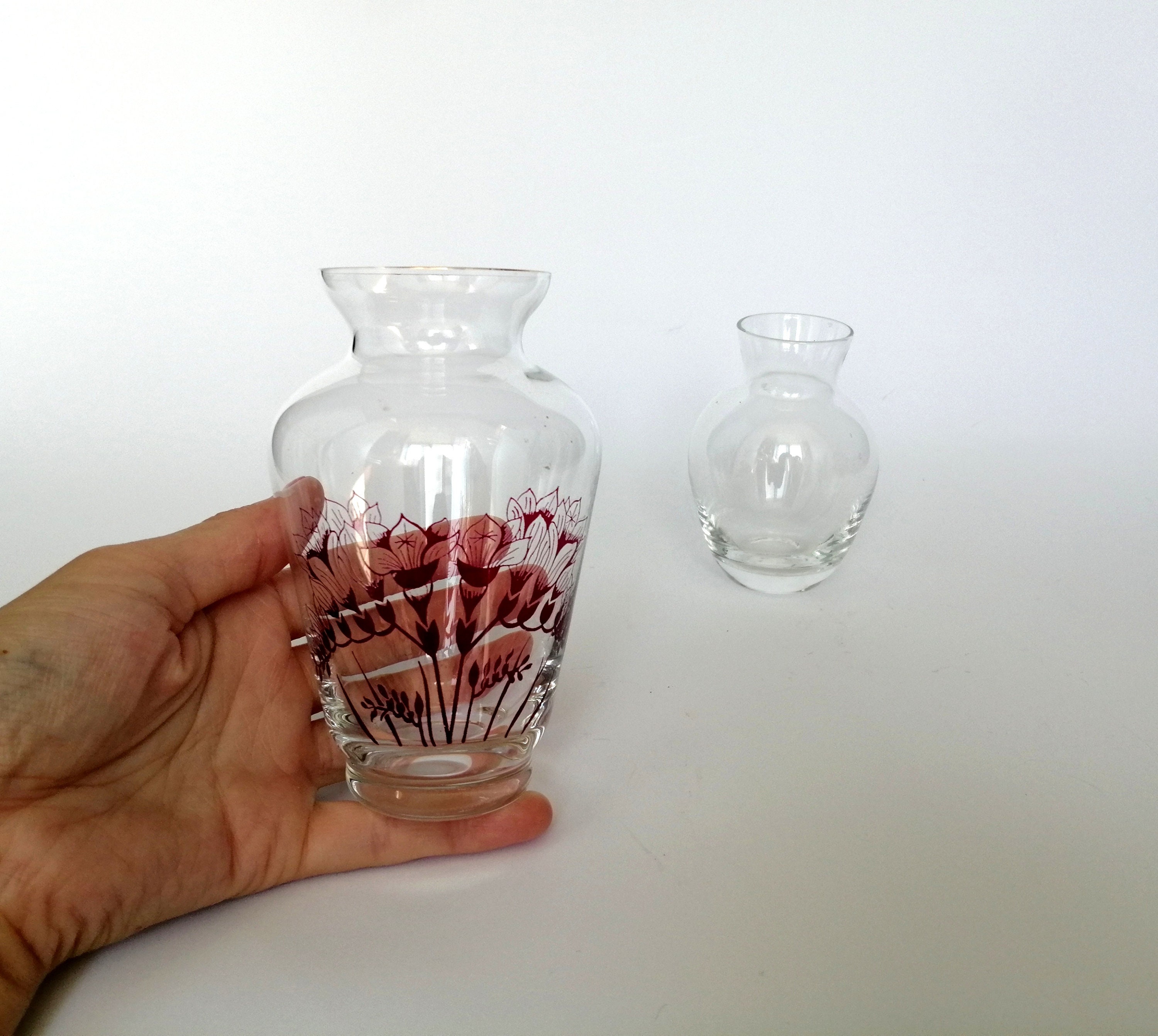 Petits vases vintage en verre clair. Ensemble de vases Art Etsy