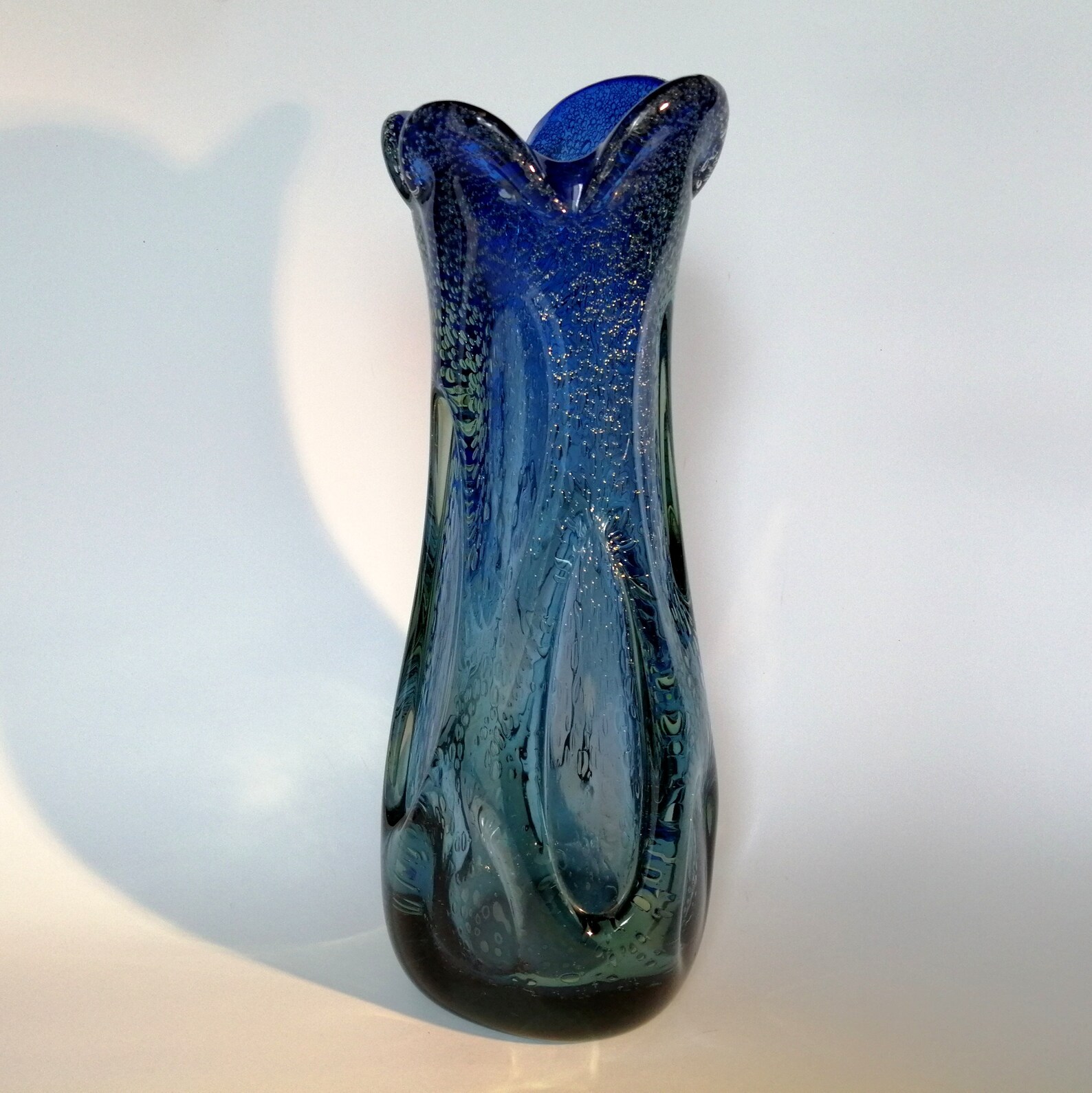 Large vintage navy blue vase. Mid century modern cobalt blue Etsy