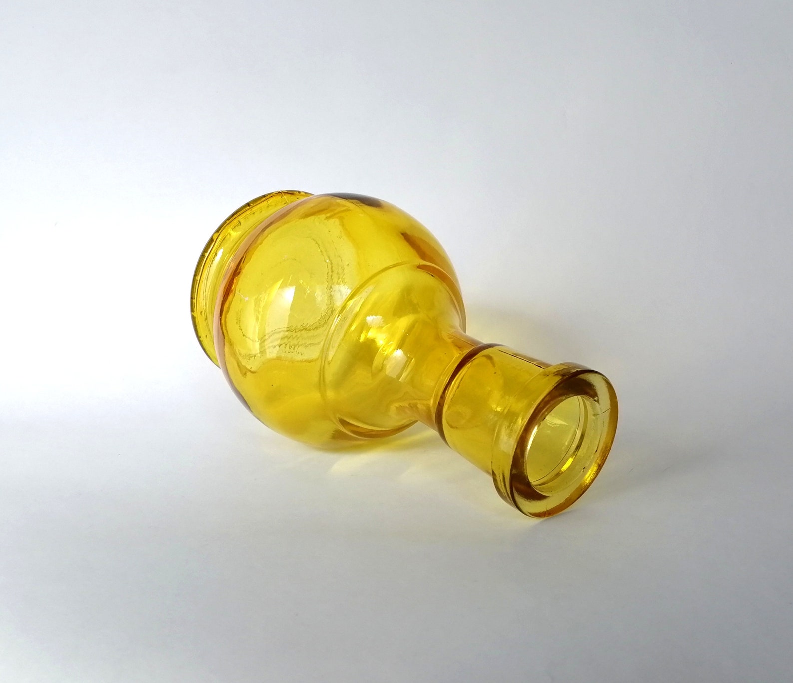 Vintage yellow glass vase. Small hand blown glass vase. Yellow Etsy