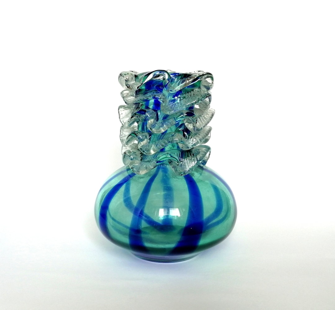 Vintage Art Nouveau Vase. Mid Century Depression Glass Vase. Etsy