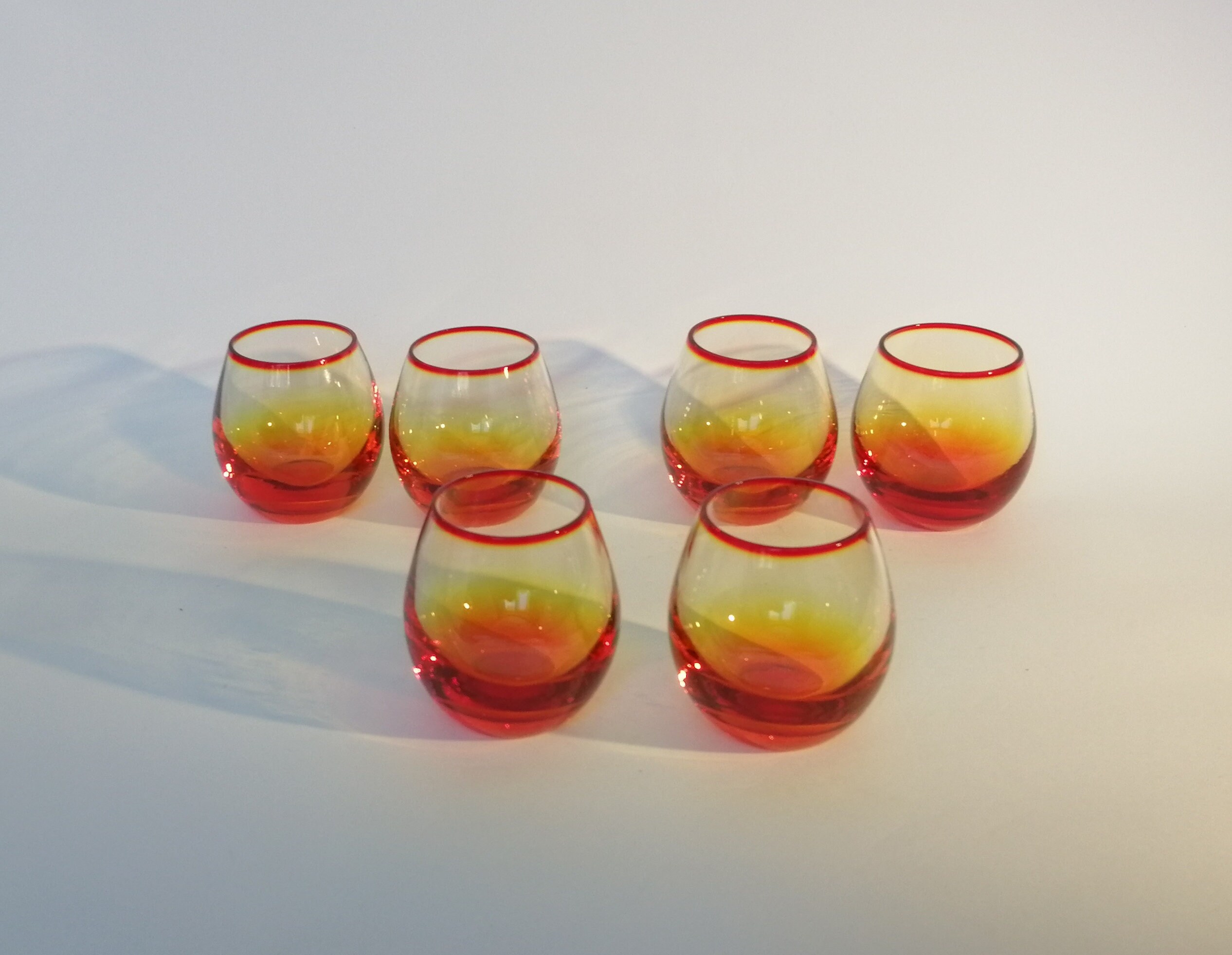 Amber hand blown glass decanter set. Vintage glass liqueur Etsy