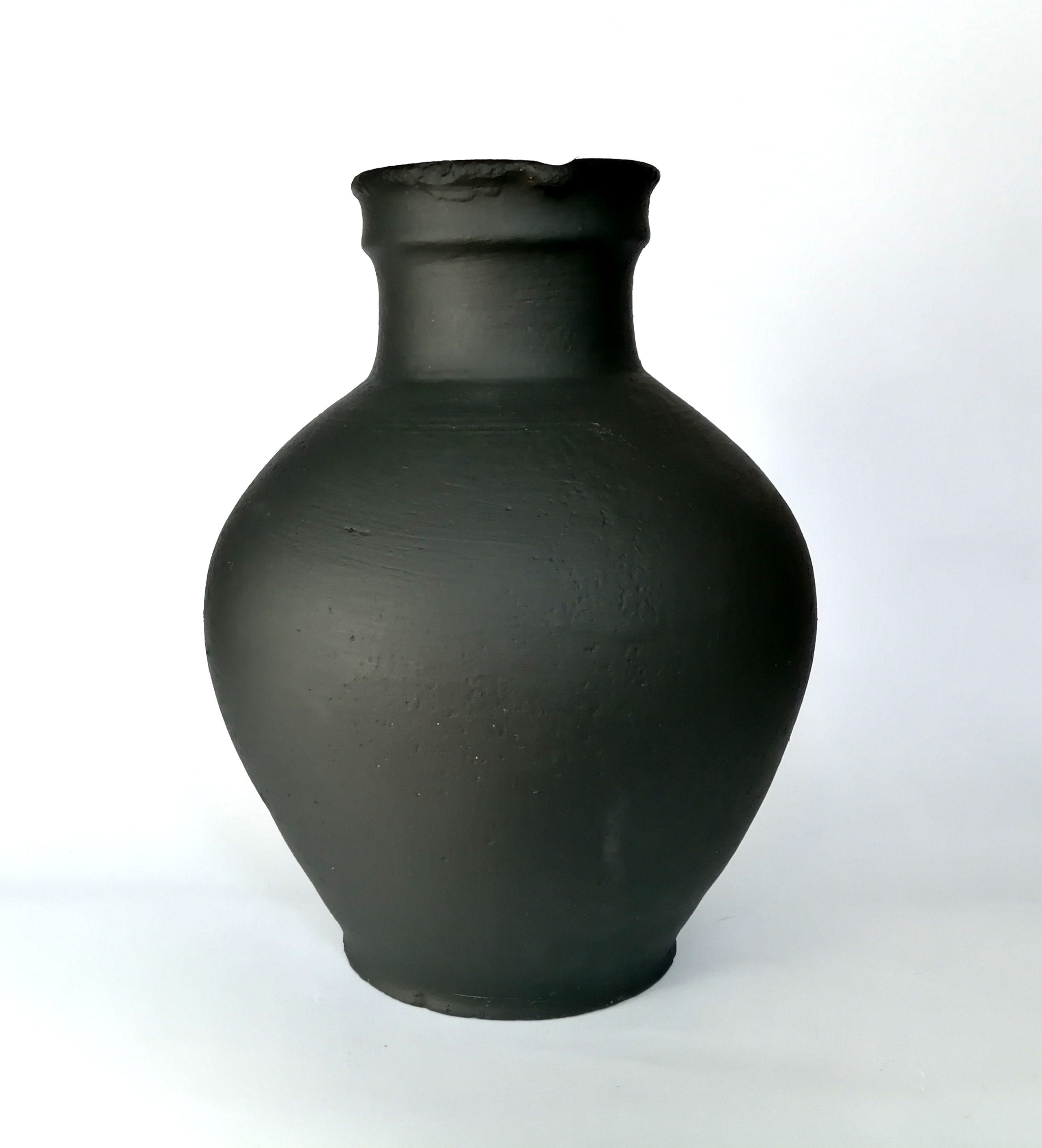 Very large black ceramic vase. Old big antique pitcher. Wabi Etsy