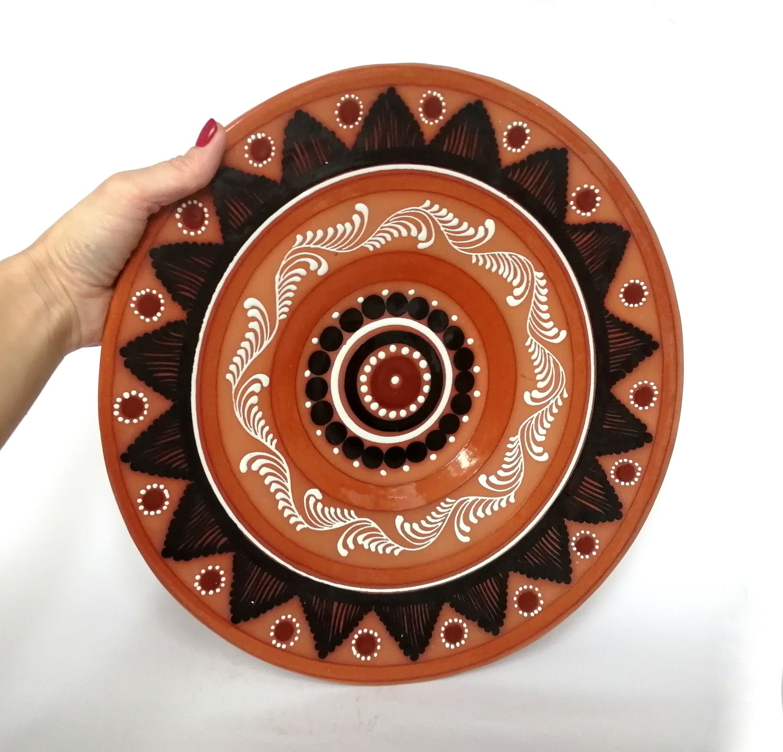 Very large decorative plate wall hanger. Terracotta pottery Etsy