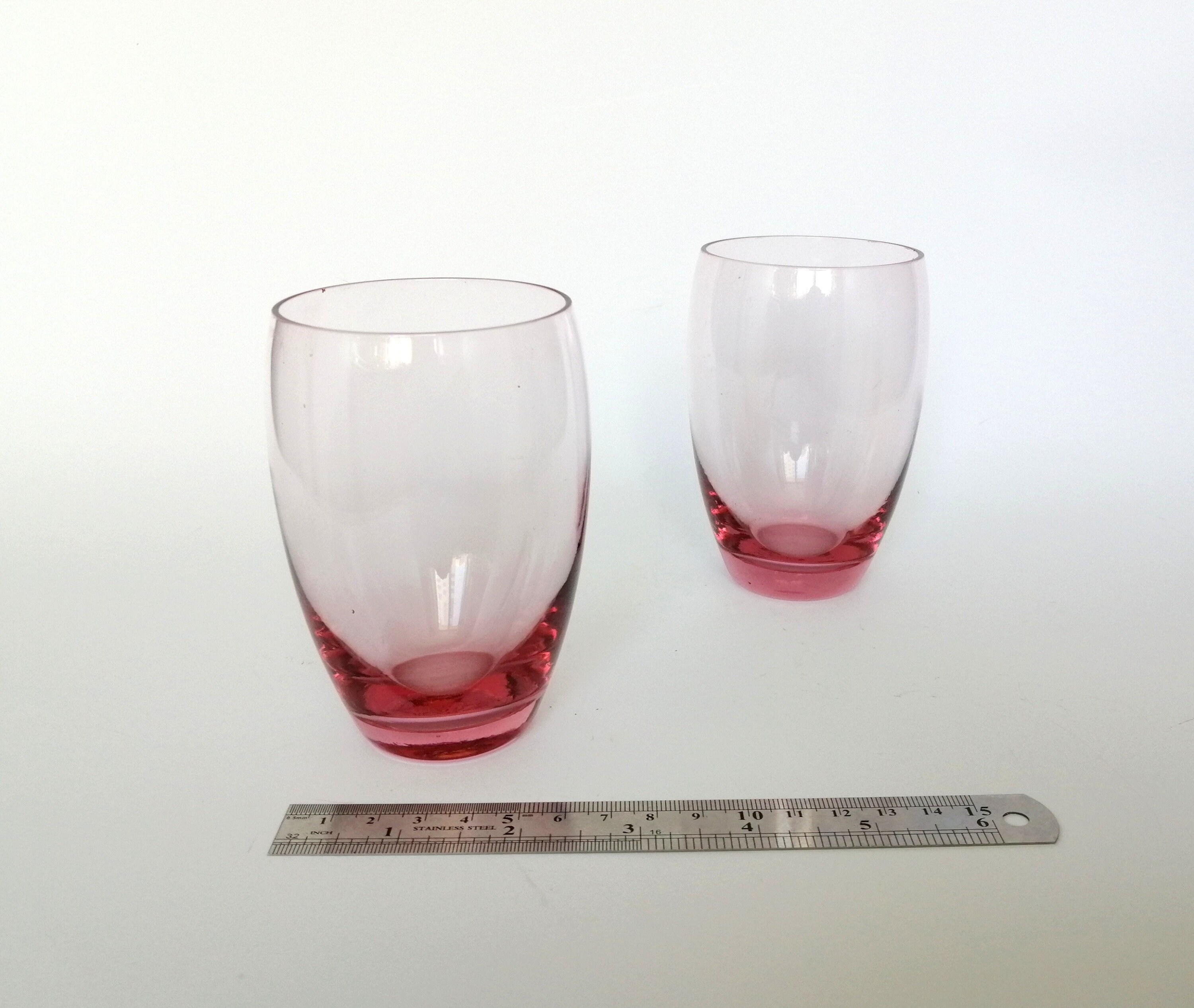 Vintage pink juice glasses. Colored tumbler set. Depression Etsy