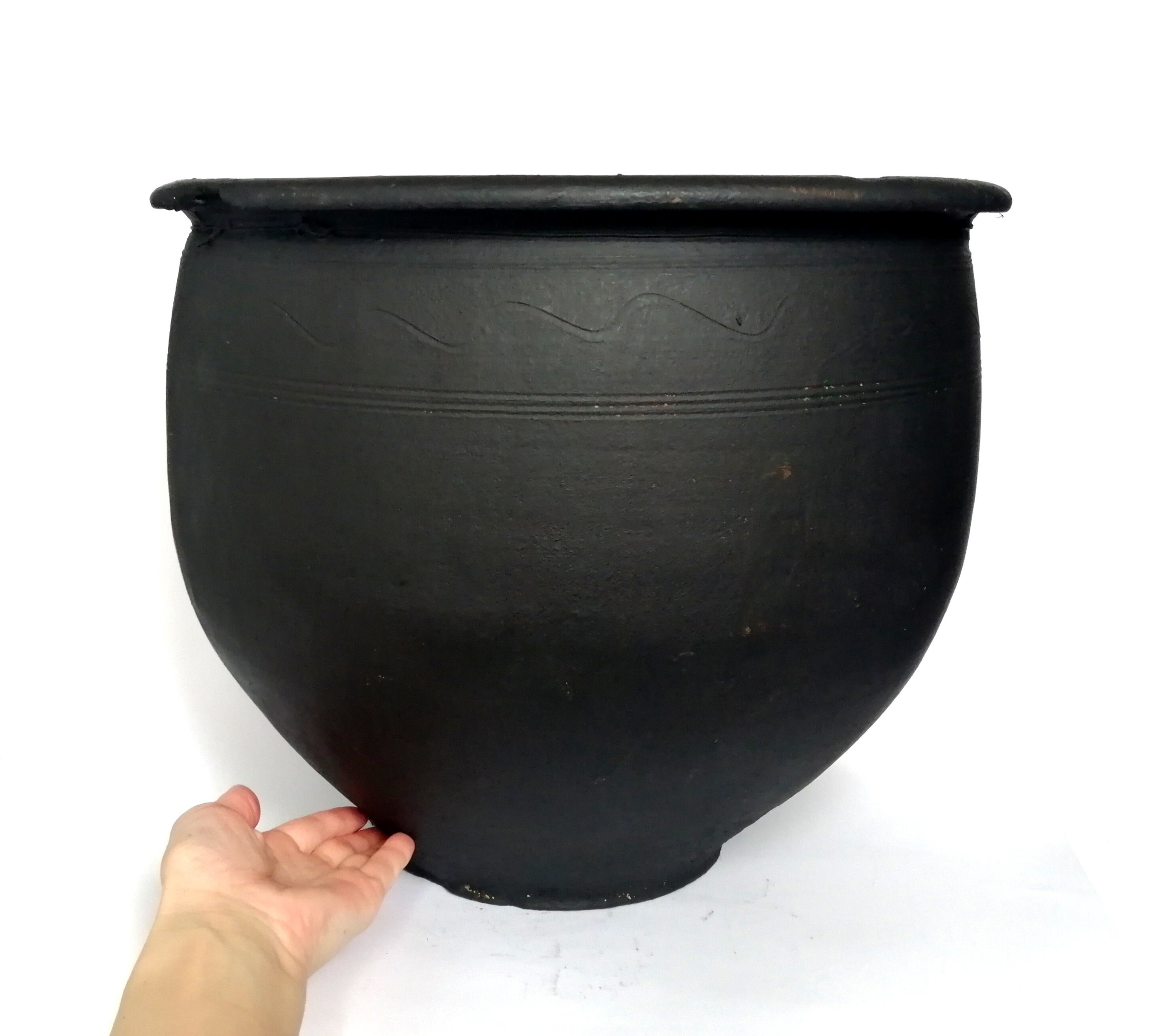 Extra large black planter pot. Very large antique primitive Etsy