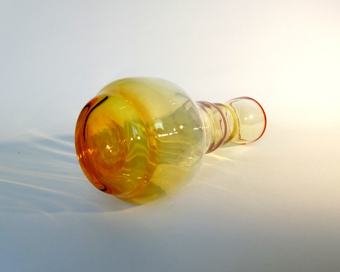 Amber hand blown glass decanter set. Vintage glass liqueur Etsy