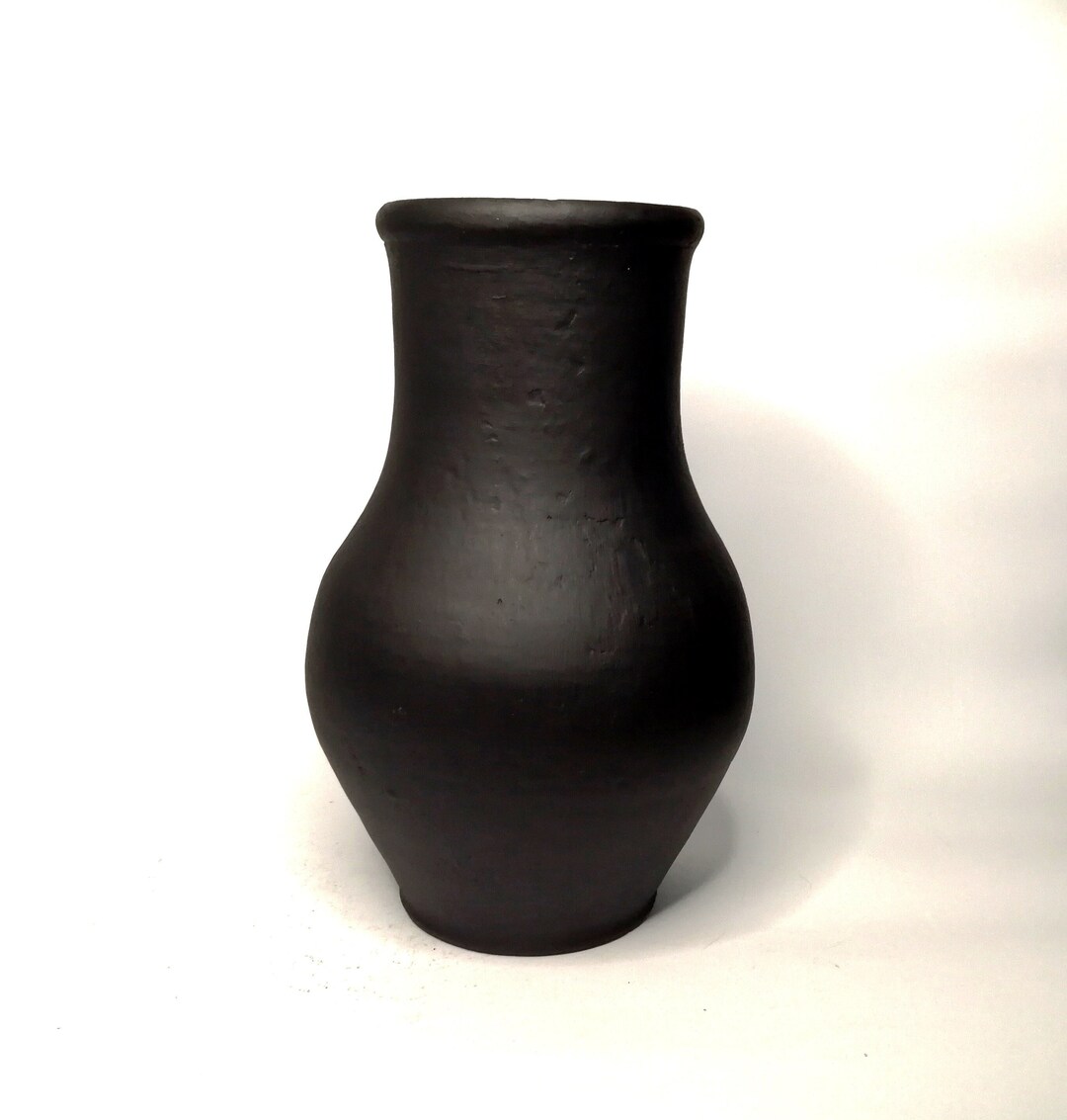 Vintage Black Pottery Vase. Wabi Sabi Primitive Pottery Pot. Etsy