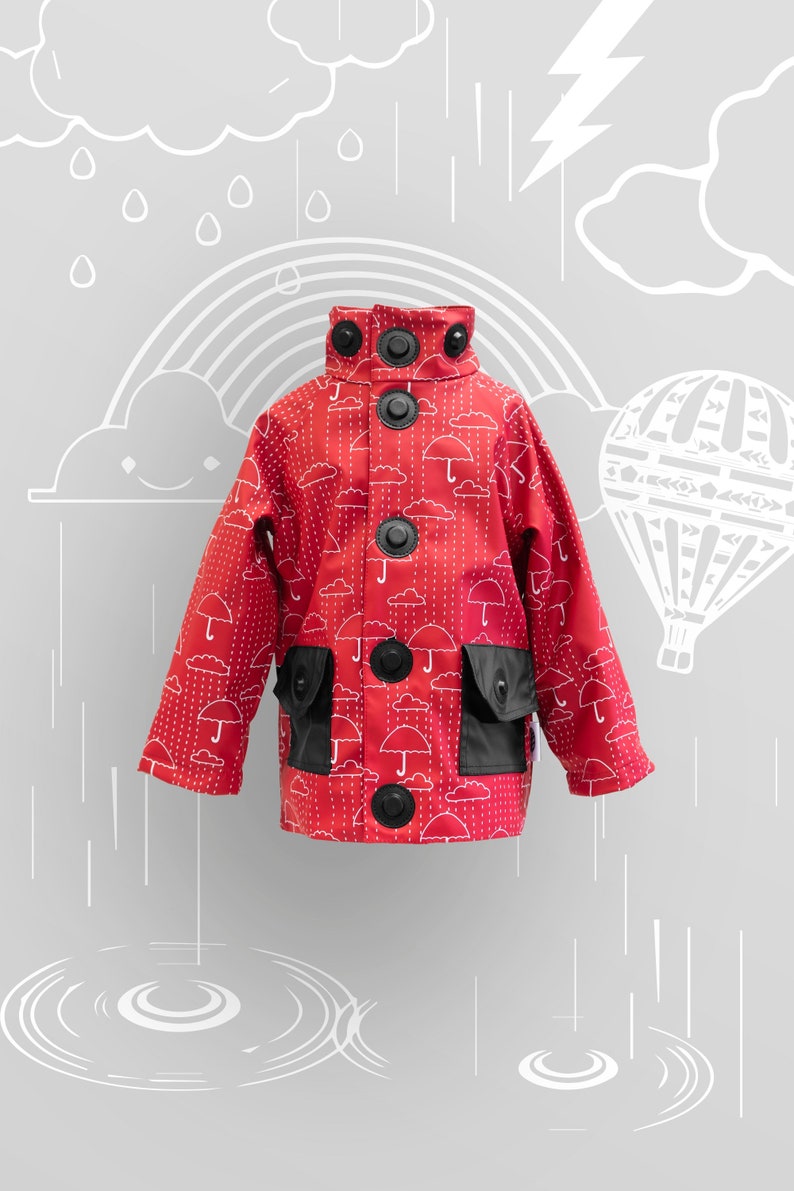 Rain jacket with child-friendly closures