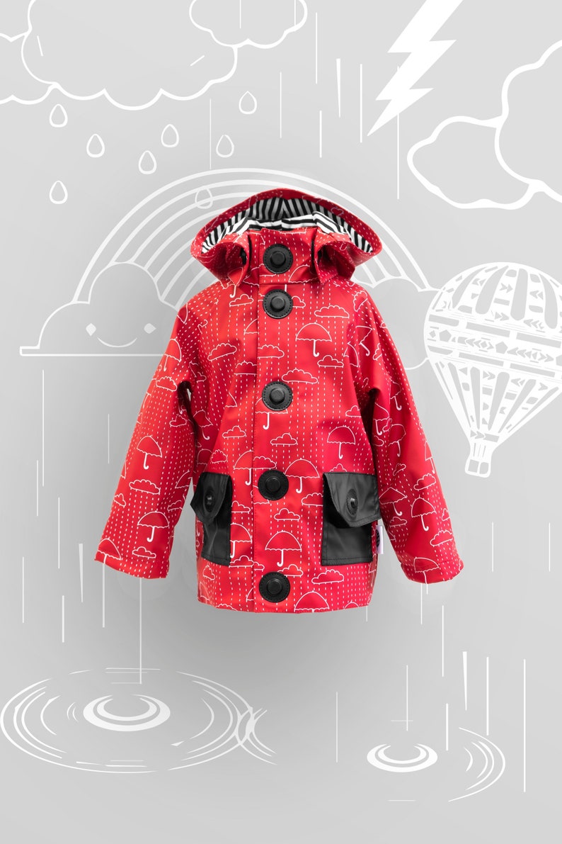 Rain jacket with child-friendly closures