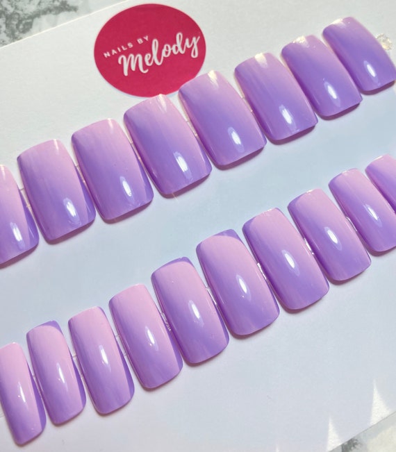 Wide Fit Fake Nails Lilac False Nails Drag Press On Nails Etsy