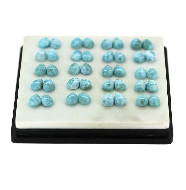 AAA Natural Larimar 7x10mm Pear Cabochon Matching Gemstone Pair Lot for Earrings Jewelry Making