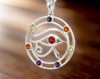 Colgante personalizado de siete chakras, collar bohemio de plata de ley 925, joyería de yoga arcoíris
