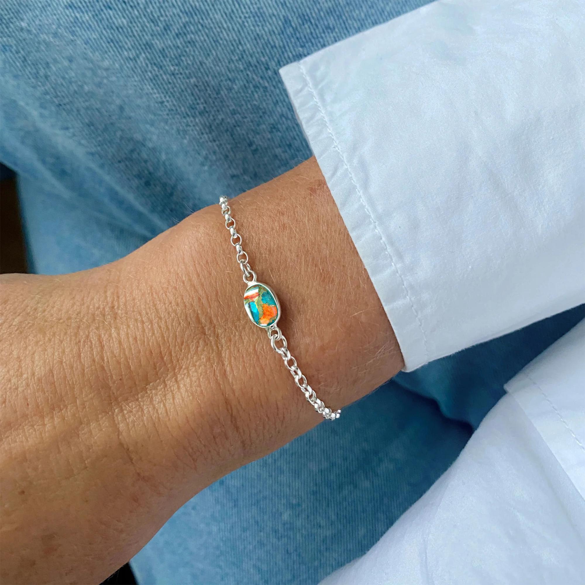 Bracciale da uomo in onice nero con pepite in Argento puro realizza