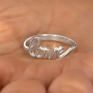 Ring med kärleksmotiv i sterlingsilver, bohemisk minimalistisk löftearmband (925 silver)