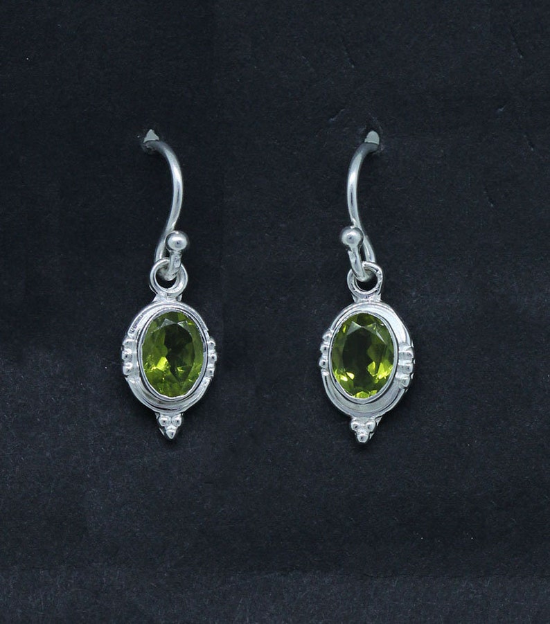 Green Peridot Oval Sterling Silver Designer Earring Jewelry