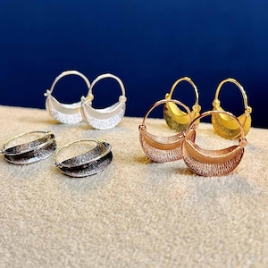 Sterling Silver Fulani Hoop Earrings  Chunky African Basket Design