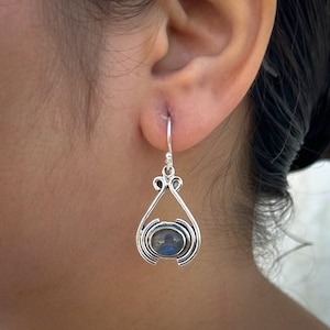 Elegant Natural Labradorite Earrings, Handmade Earring, 925 Silver Earring, Gemstone Earring, Dainty Labradorite Jewelry, Gift For Mother