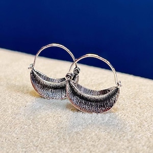 Oxidized Sterling Silver Fulani Hoop Earrings  African Tribal Jewelry