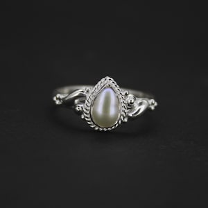 Freshwater Pearl Sterling Silver Ring  Handmade Boho Statement Jewelry