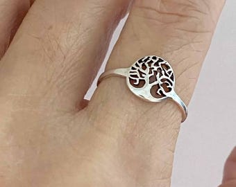 Sterling Silver Tree of Life Ring, Boho Spiritual Jewelry, Nature Symbol Band