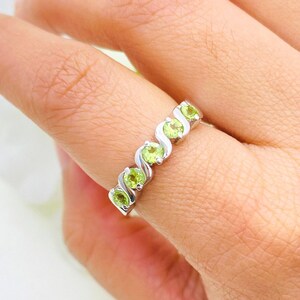Peridot Half Eternity Ring, August Birthstone Ring, Stacking Gemstone Rings, Green Peridot Ring, Designer Handmade Ring, For Engagement Gift