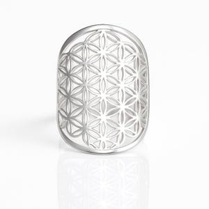Sterling Silver Mandala Ring, Flower of Life Signet Ring, Geometry Mandala Spiritual Ring, Dainty Filigree Ring, Statement Ring Gift For Her