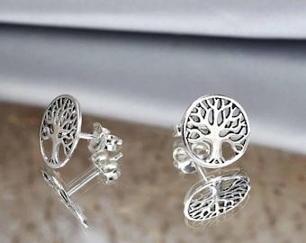 Brincos de Árvore da Vida, Joias em Prata de Lei 925, Brincos Minimalistas Inspirados na Natureza, Brincos Boho Simbólicos, Presente com Inspiração Botânica para Ela