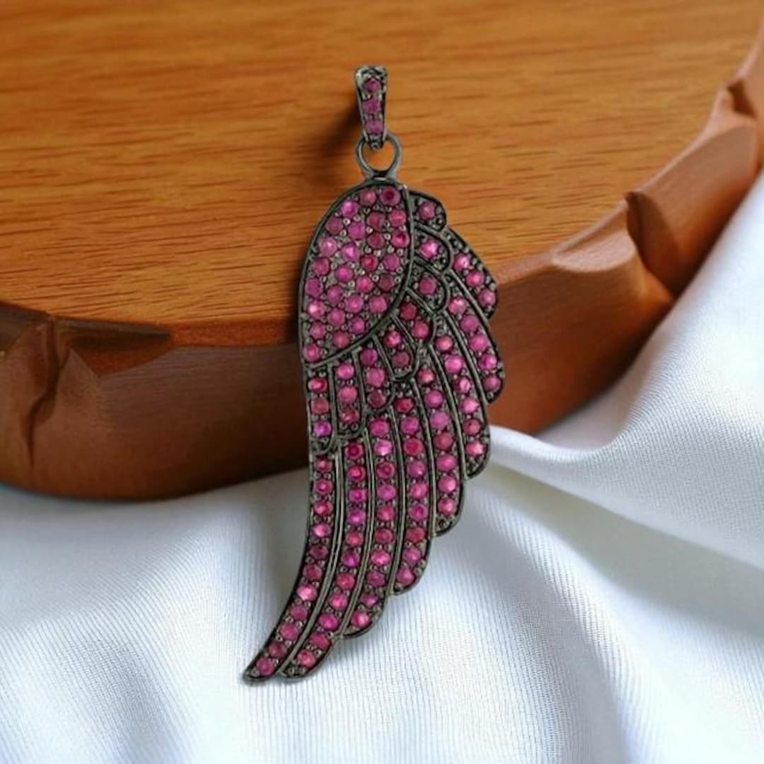 Ruby Angel Pin Real Ruby Angel Wings Pendant Sterling Silver July Birthstone Necklace ...