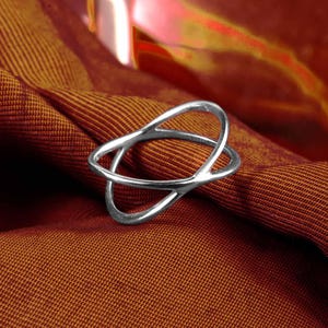 Sterling Silver Criss Cross Ring  Adjustable Minimalist X Ring