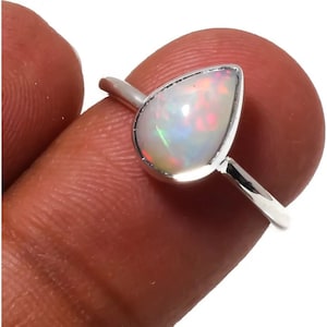 Äthiopischer Opal Sterlingsilber Ring - Handgemachter Boho Schmuck