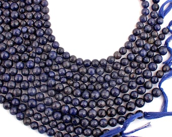 Perles à facettes en sodalite bleue AA, forme de boules de sodalite naturelle, perles de 8-10 mm, 15 rangs, perles de sodalite bleue pour la fabrication de bijoux