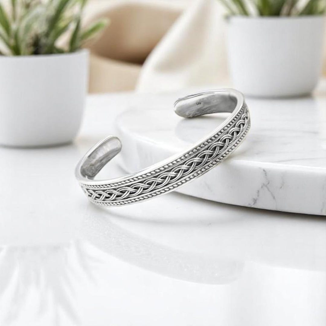 アクセサリー Vintage 925 Silver Cuff Bracelet Made Real Handmade Sterling Silver Cuff Bracelet Vintage Style