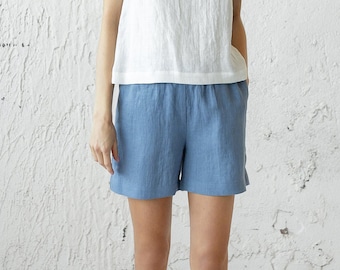 Linen Shorts For Women, Plus Size Linen Shorts, Bermuda Linen Shorts, Summer Linen Shorts, Plus Size Clothing, Beach Washed Linen Shorts