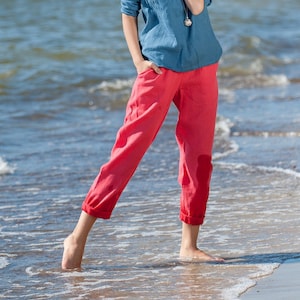 Red Capri Pants Etsy UK