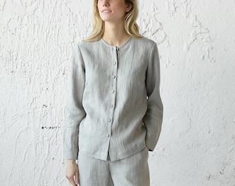 Linen Jacket, Linen Blazer, Linen Coat, Women Jacket, Flax Jacket, Loose Linen Jacket, Plus Size Blazer, Summer Style, Pure Linen Clothing