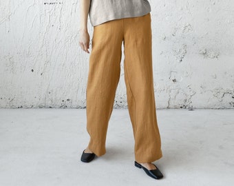 Wide Leg Pants, Women Linen Pants, Linen Trousers, Loose Linen Pants, Summer Linen Pants, Elastic Waist Pants, Casual Trousers, Comfy Pants