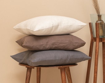 Linen Pillow Sham, Pillow Cover, Cushion Cover, Farmhouse Pillowcase, Natural Linen Pillow Cover, Sofa Pillow Cover, Housewarming Gift