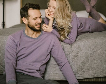 Purple Men Sweatshirt, Cotton Crewneck Sweater, Comfortable Winter Pullover, Mens Jumper Sweater, Comfy Sweatshirt, Mens Clothing, Fashion