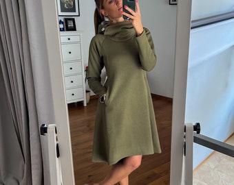 Truijurk, lentestijl outfit voor moeder, sweaterjurk, hoodiejurk, cadeau voor haar, fleecejurk, sweaterjurk, warme truijurk