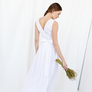 Simple Wedding Dress, Mid Century Modern, Linen Bridal Dress, Beach Wedding Dress, Summer Wedding Dress, Simple Wedding Dress, Open Back