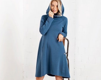 Womens Spring Dresses, Womens Clothing, Sweatshirt Dress, Sweater Dress Women, Comfy Pullover Dress, Jumper Dress, Cotton Dress, Spring