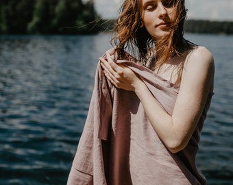 Linen Beach Sarong Wrap, Summer Large Scarf, Linen Pareo, Linen Cover Up, Beach Scarf, Linen Neck Wrap, Linen Towel Sarong, Soft Linen Scarf