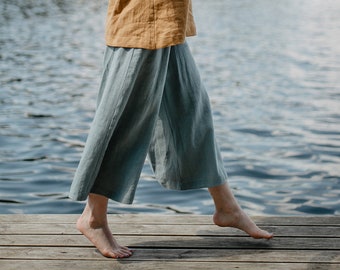 Linen wide leg palazzo summer pants available in different colors