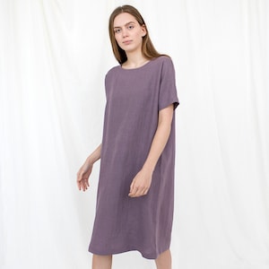 Abito in lino lituano, abito comodo, abito in lino ampio, lino taglie forti, abbigliamento da casa e da notte, abbigliamento minimalista, abito caftano con tasche