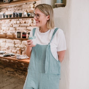 Linen Jumpsuit, Linen Overall, Womens Clothing, Linen Dungarees, Maternity Jumpsuit, Linen Clothing, Loose Jumpsuit, Sky Blue Romper