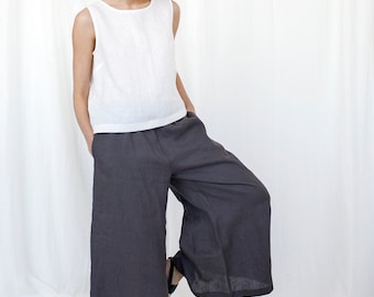 Wide Leg Linen Pants, Linen Culottes, Linen Loungewear, Comfortable Pants Linen Clothing, Plus Size Pants, Maternity Pants, Flare Pants