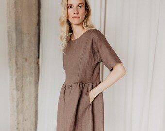 READY TO SHIP Black Linen Dress, Loose Linen Dress, Shift Linen Dress, Oversize Dress, Linen Boho Dress, Summer Dress, Organic Clothing